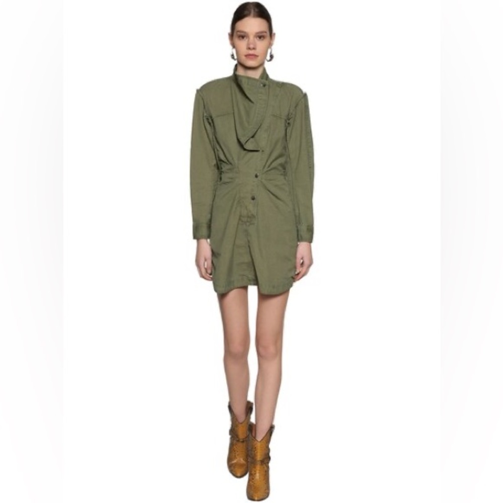 Isabel Marant Etoile Women's Green Long-Sleeve Mini Dress